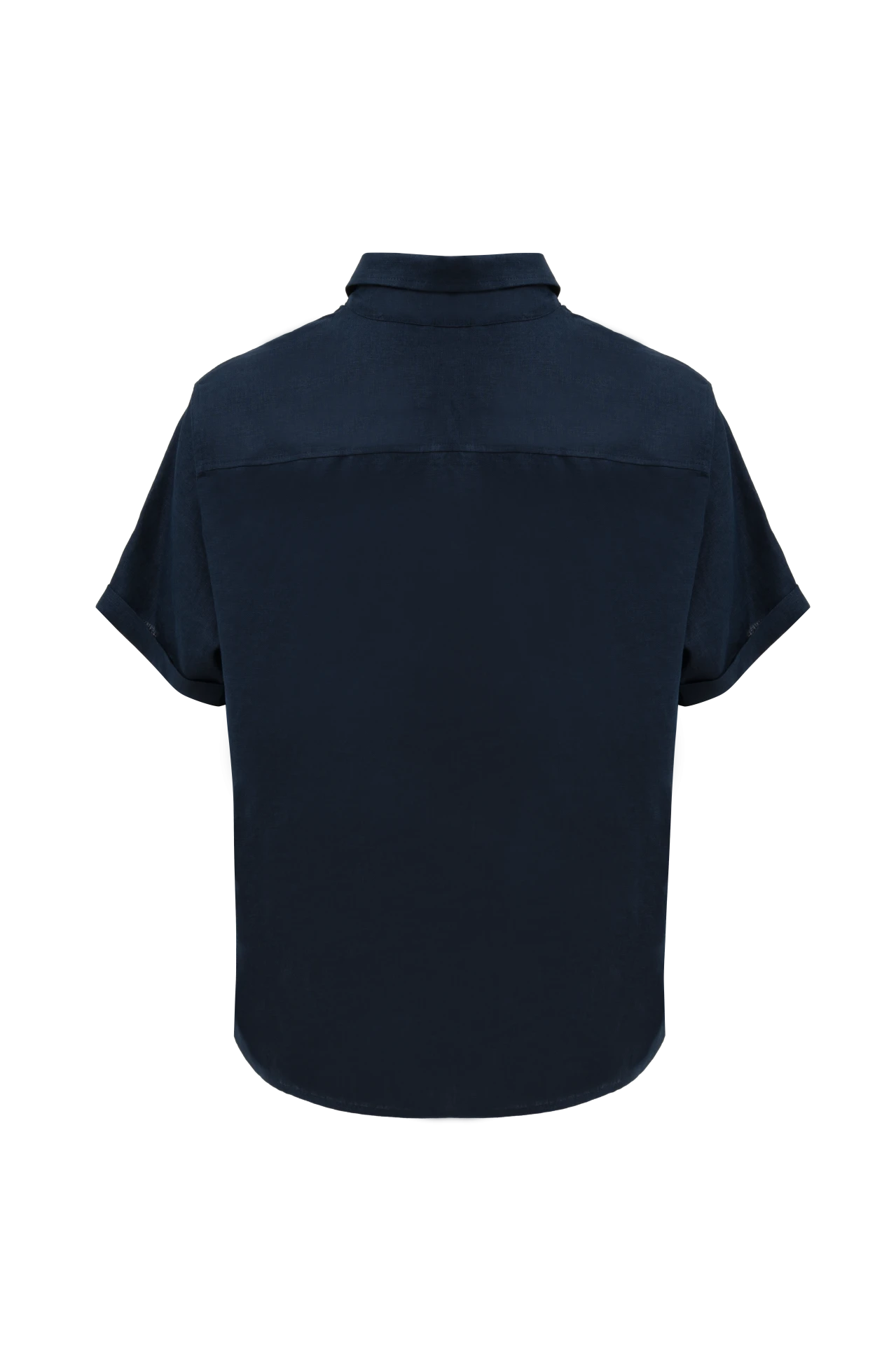 Linen military short shirt blue