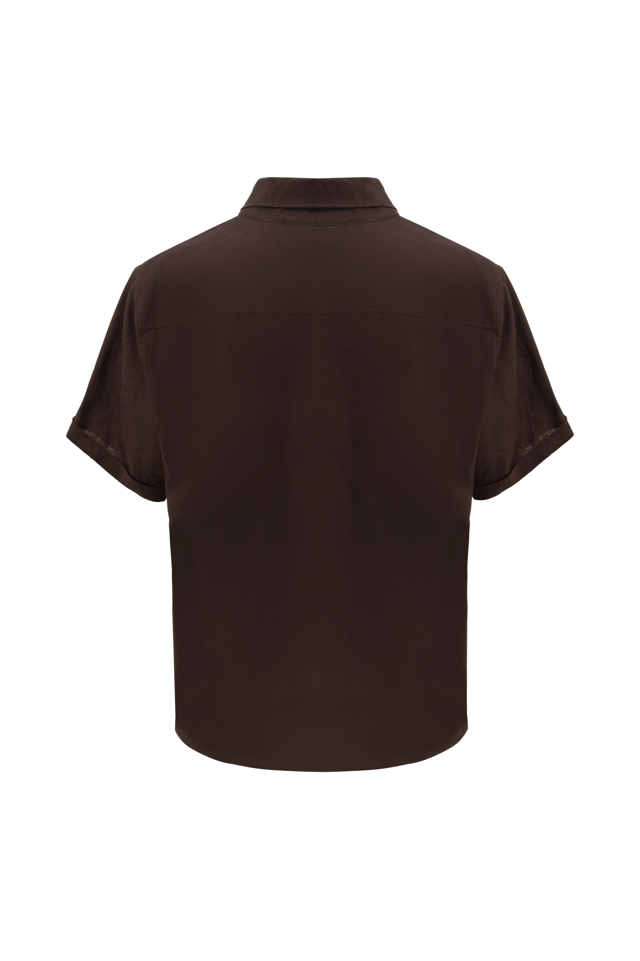 Linen military short shirt brown
